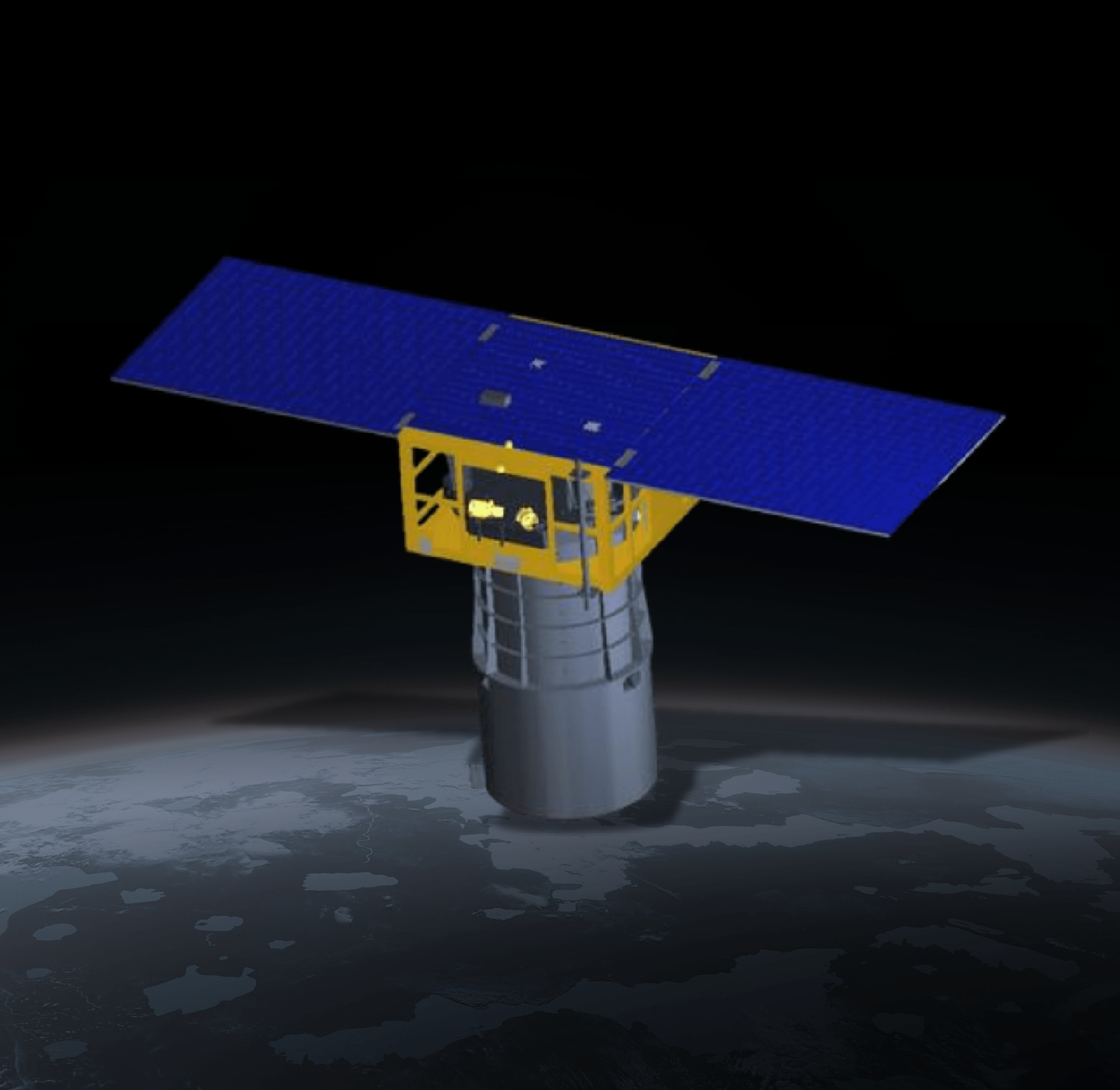 广目光学遥感卫星在地球背景前的在轨渲染图