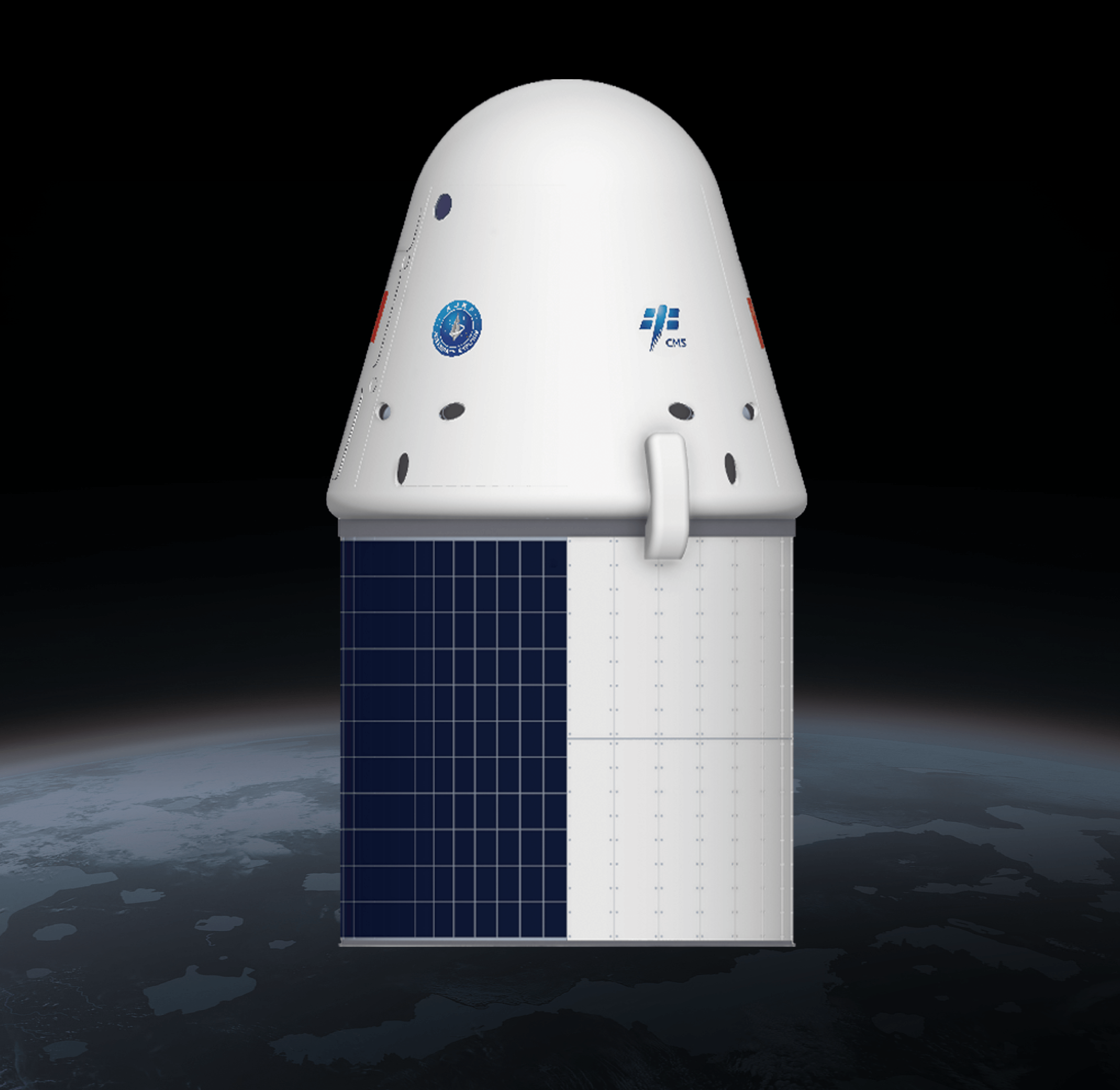 星燚号大型客货两用飞船打开舱盖的在轨渲染图
